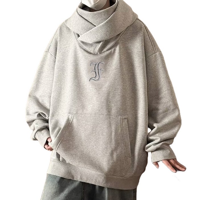 킹앤조이 크로스 넥워머 스트릿 후드 티셔츠