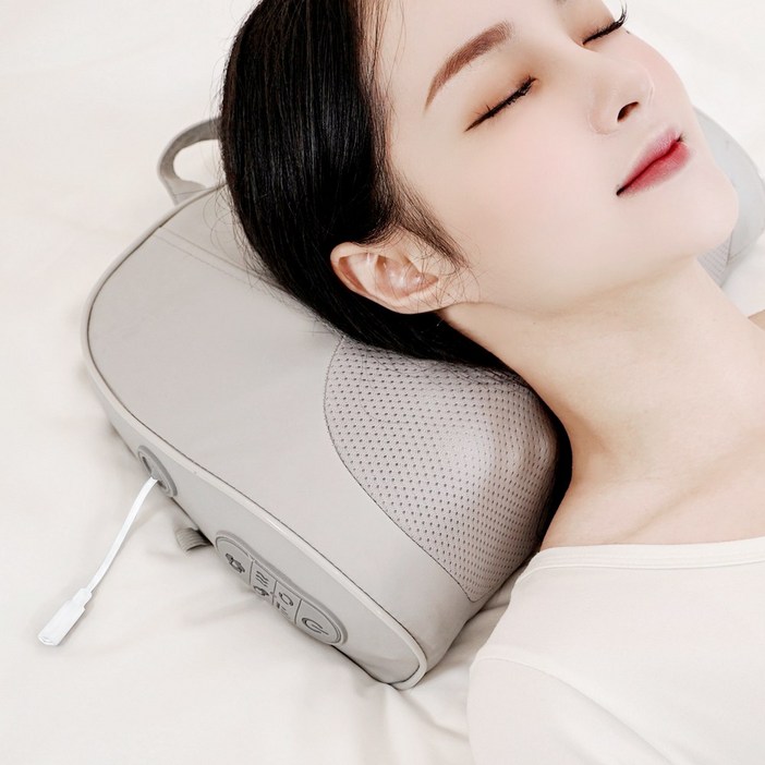 LOMESO 마사지베개 목 어깨 마사지기 무선 충전 온열 베개
