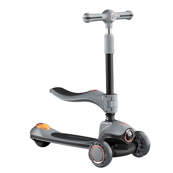 분리형 의자 원터치 접이식 어린이 킥보드 LED 라이트  음악 기능, black, 1개