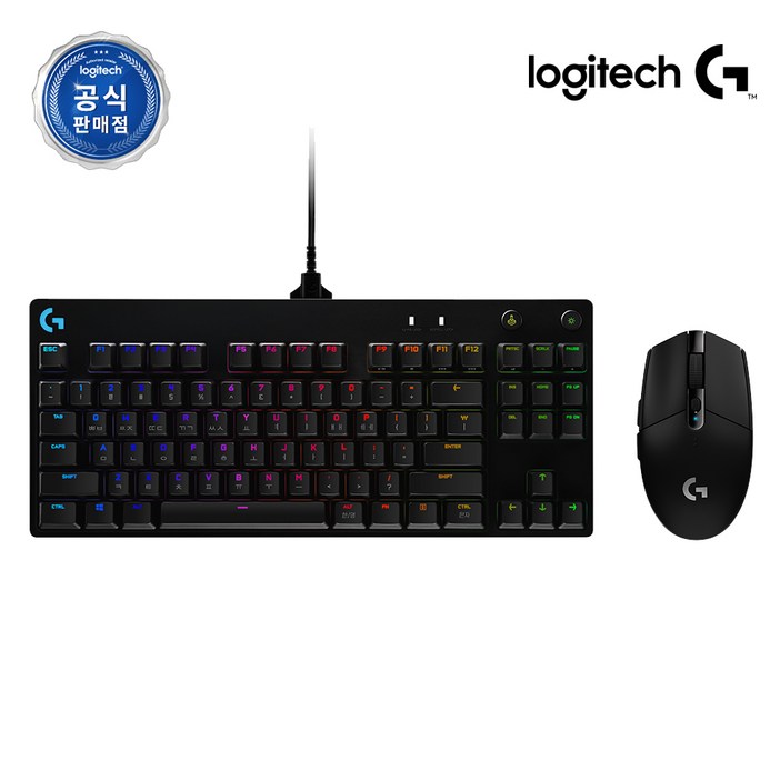 로지텍코리아 G PRO SET 지프로 키보드 G304 게이밍 마우스, 텐키리스, 블랙, PRO청축G304블랙