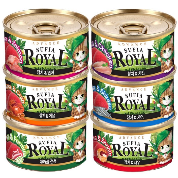 어드밴스 로얄 수피아 7종 85g x 30개입 고양이 캔 길냥이 통조림 간식, 30개, 85g, 수피아 참치&새우