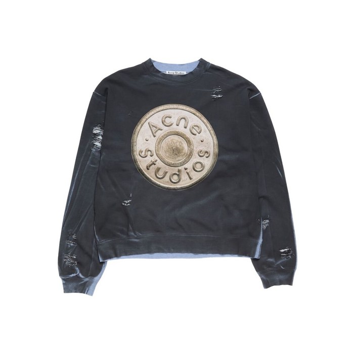 아크네 스튜디오 로고 프린트 디스트레스드 스웨트셔츠