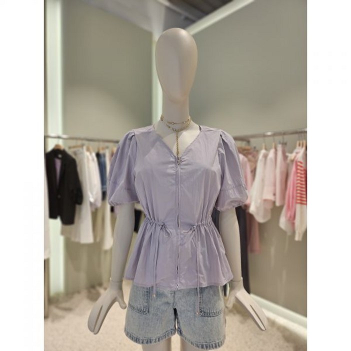 [DEWL] L242PSC068 지퍼 셔링 블라우스 백화점 아울렛 한정수량 (3734590)