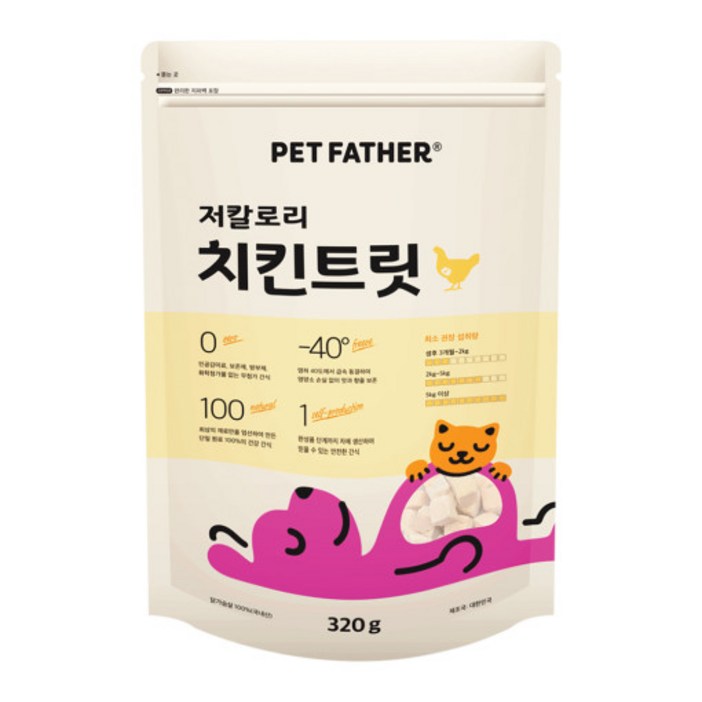 펫파더 고양이간식 동결건조 간식 대용량, 1개, 320g, 치킨