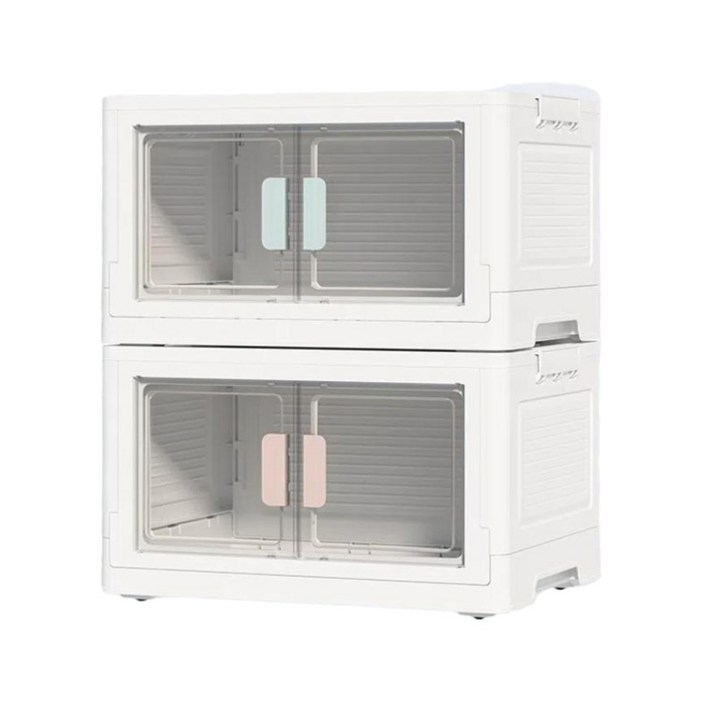 GAPINO  양문형 폴딩 서랍장 리빙박스 수납정리함 옷장리함 공간박스 대용량 54L,화이트3단,1 개