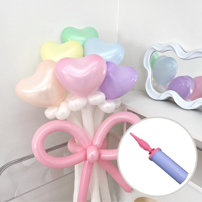 DIY 하트 풍선 마카롱 믹스 꽃다발 손펌프 by파티아일랜드