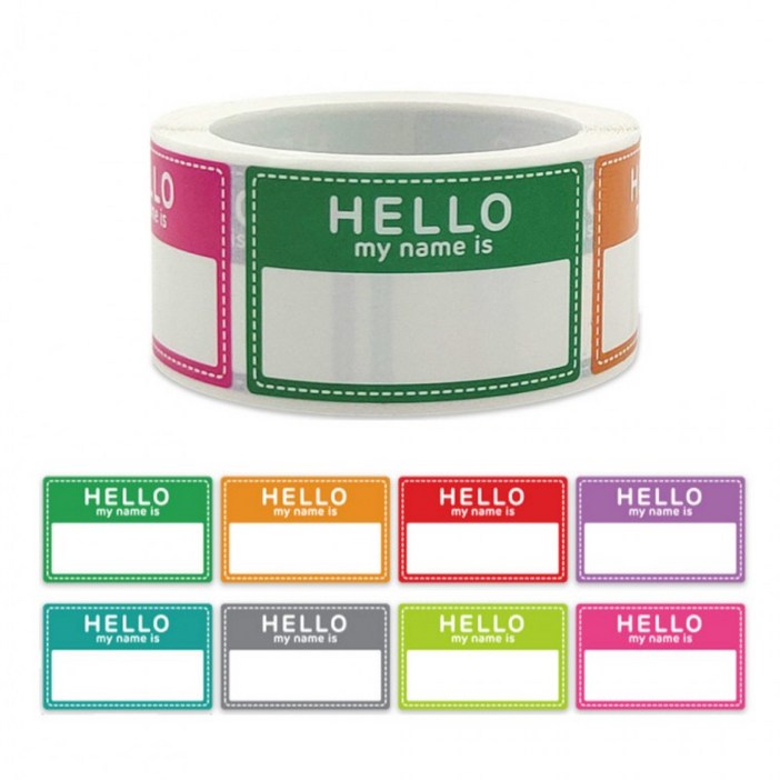 200매 헬로우 네임 카드 이름표 스티커