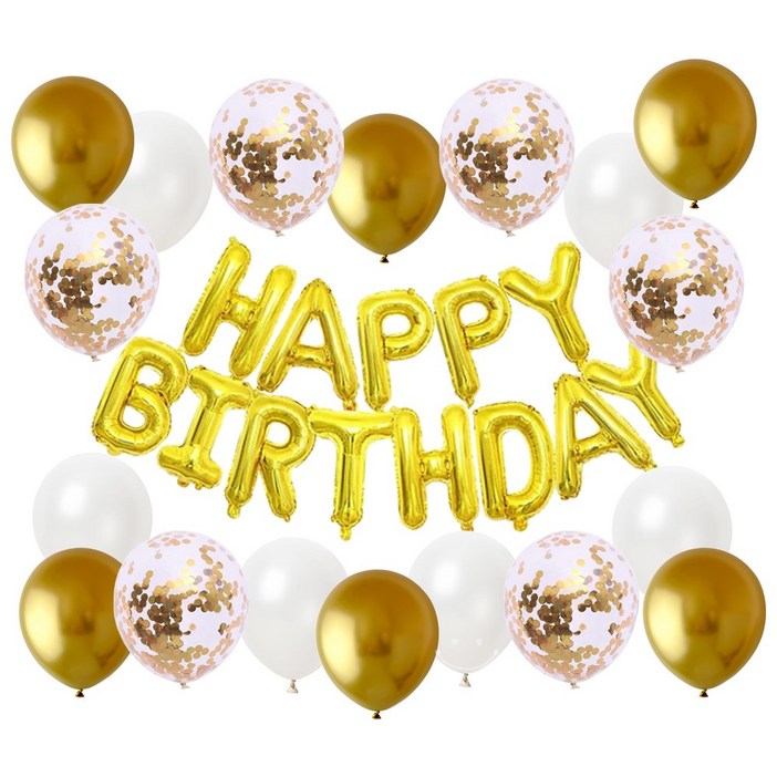 생일축하 가랜드 스타 은박 혼합풍선 테슬 골드 생일파티용품 세트 에브리띵스마일 1006, 1세트, 타입 3
