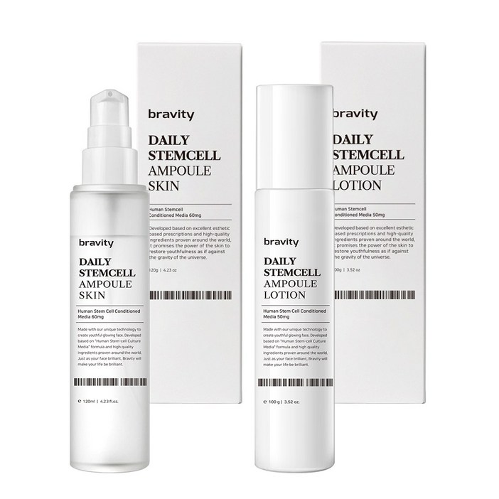 브래비티 데일리 스템셀 스킨 로션 세트 120g100g 모든 피부용 저자극 기초케어, 1개