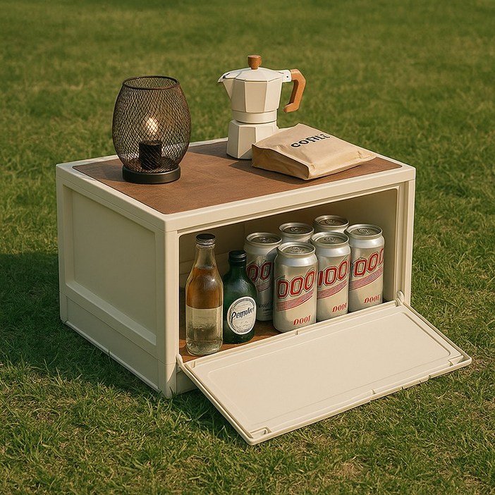 파파스 오픈형 캠핑 폴딩박스 수납박스 테이블 상판포함