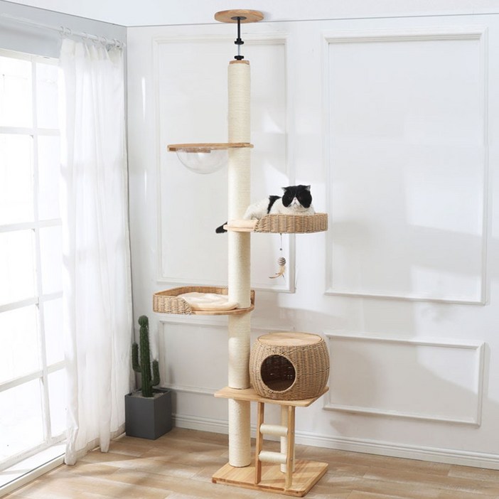 레브펫 고양이 모던 수공예 숨숨집 대형 캣폴, 1개, 혼합색상