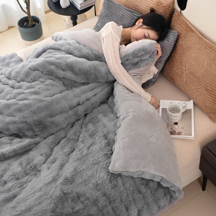 겨울 특별기획 한정특가NORCHA 놀차 겨울 한파용 이불 고급감 20mm 토끼털 극세사 두꺼운 이불