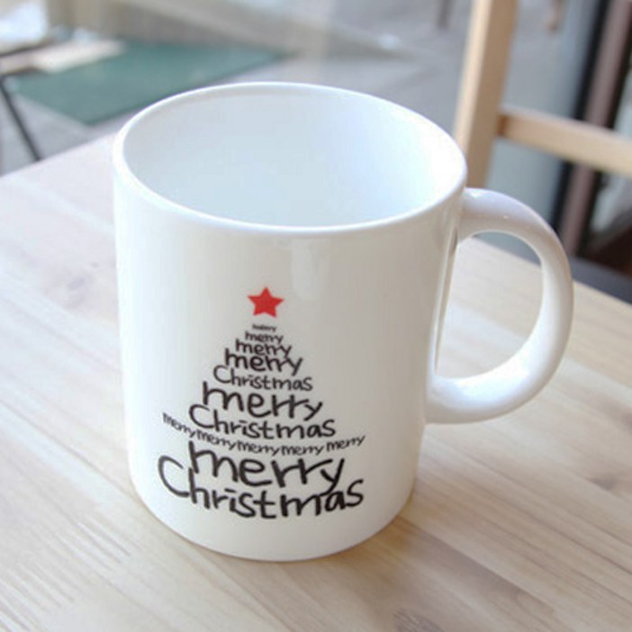 메리크리스마스 영문 트리 손글씨 머그컵  크리스마스선물커플선물메세지머그포토머그이벤트선물