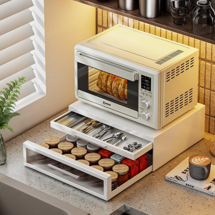 주방 슬라이드 철제 수납함, 1개, 화이트