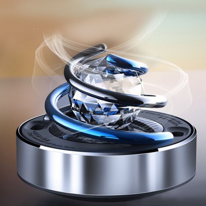 BIKASU 태양능 자동 회전 크리스탈 차량용 방향제 고급 집들이선물 회전 차량장식품