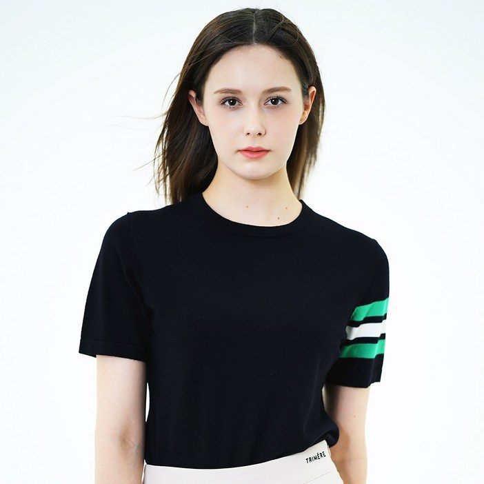 트리메르 여성 쿨링 반팔 니트 냉감 골프웨어 라운드 티셔츠
