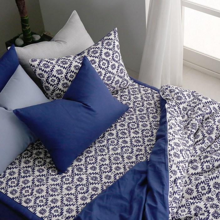 에스닉 국산 순면 이불커버 광목 30수 S D Q 싱글 더블 퀸 사계절 기품있는 네이비