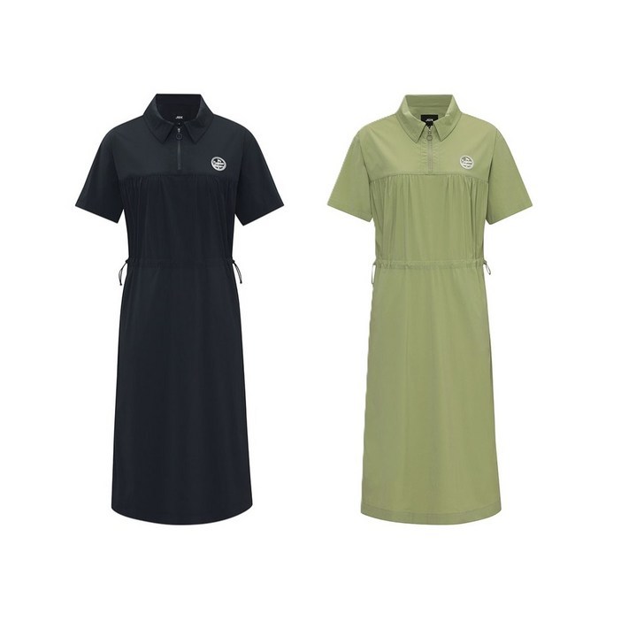 JDX 여성 허리 스트링 반집업 원피스 골프 일상 겸용 가을 원피스 X2WJW7115