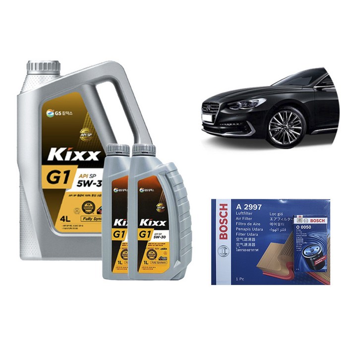 [킥스 G1 5W30] 그랜저IG 3.0 LPI LPG 엔진오일+에어크리너+오일필터 세트