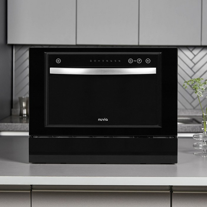 nuvia 누비아 식기세척기 NDWNI6B 6인용 무설치 무타공 자동문열림 UV 소형 미니 원룸