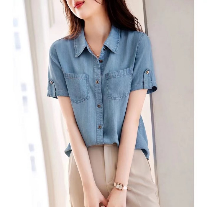 비아이와이 여성 봄 여름 신상 패션 캐주얼 루즈핏 청 셔츠 DH701