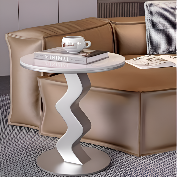 체리닷컴 감성 세라믹 포세린 거실 카페 사이드 티테이블, 실버