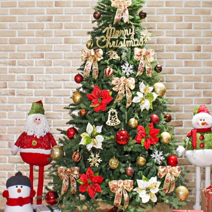 SM 210cm 골드레드 전나무 트리전구 크리스마스장식 카페트리