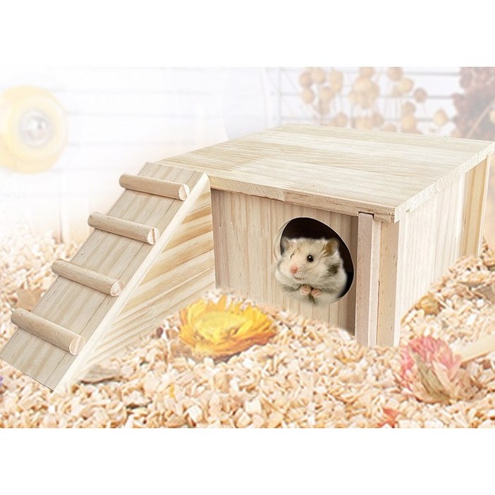 소동물 원목 2층 사다리 은신처 하우스