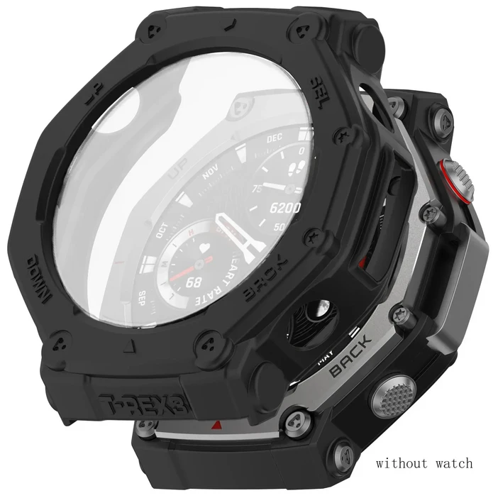 Amazfit T-Rex 3 용 유리 및 케이스, 스크래치 방지 스크린 보호대, 강화 필름, 범퍼 실리콘 보호 커버 액
