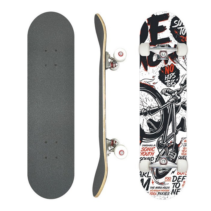 초보자용 31인치 더블킥보드 4륜 전문가용 트윈팁 스케이트보드 초보자용전연령대 안전 설계, 1개, 자전거