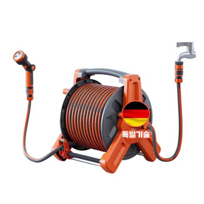 슈타릴 50M 호스릴 세차용품 워터건 물분사기, 주황40m, 1세트
