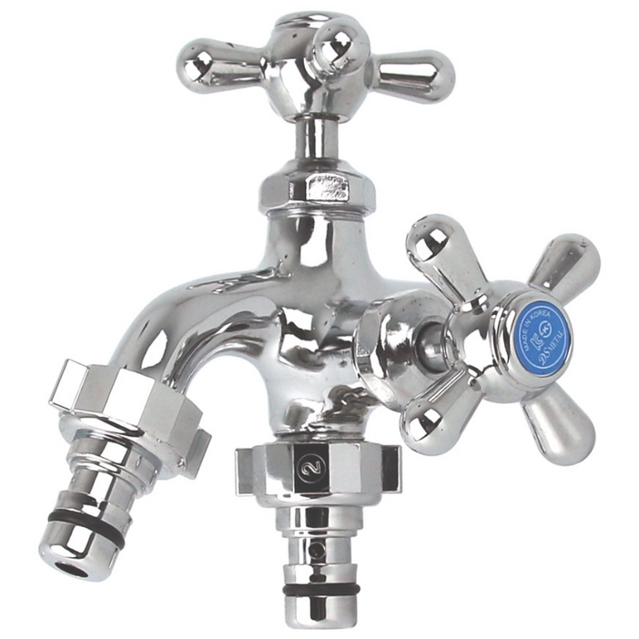 디에스 더블커플링 냉수 두갈래 수도꼭지 양갈래 세탁기, 1개