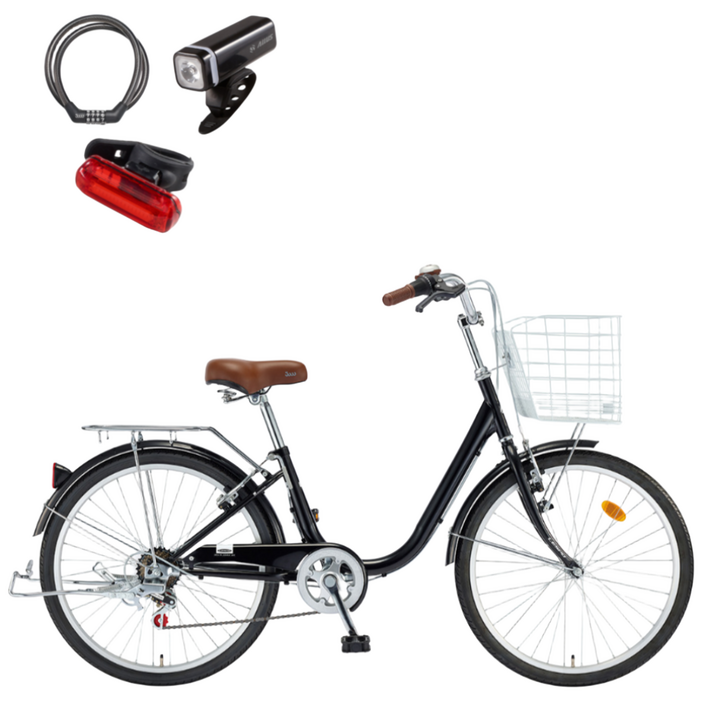 2026 삼천리 24 선데이 자전거 7단 클래식 시티형자전거, 1개, 159cm, 펄 블랙