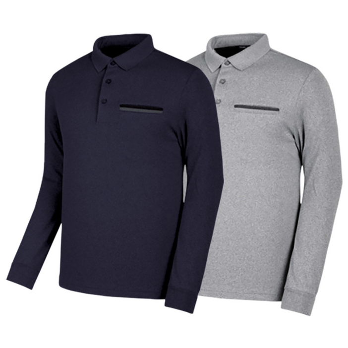 11 나인앤나인 포근한 스타일 주머니 있는 멜란지 기모 카라티 긴팔