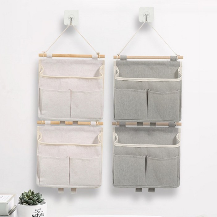 CUBBYCASE 연결 가능한 벽걸이 수납가방 문뒤 수납 벽면 걸이형 정리함 침대옆 다용도 포켓 수납함 학생 기숙사 침실용, 2개, 화이트