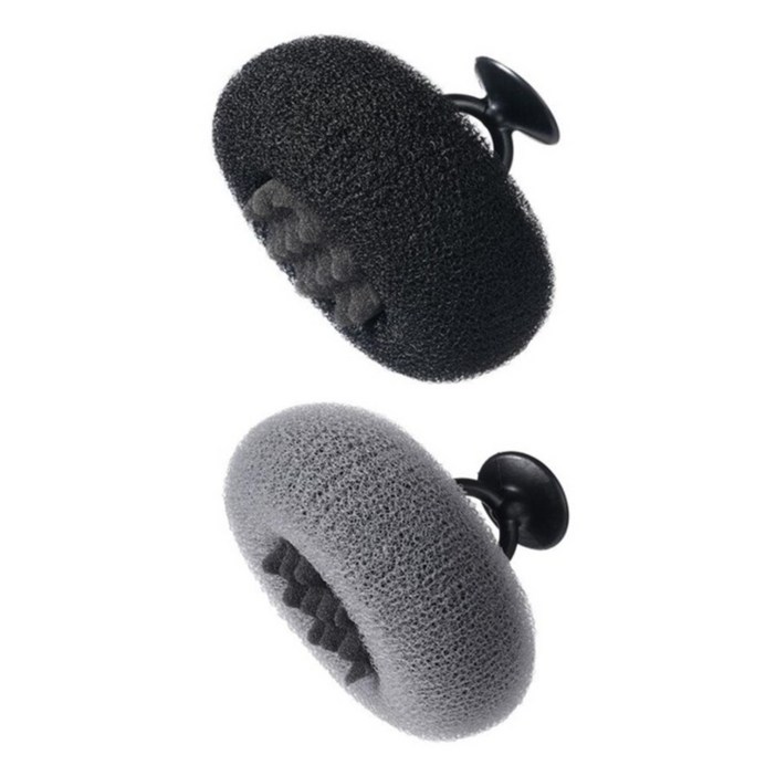 소레나 흡착 샤워볼 프리미엄 바디스펀지 각질 제거, 1세트, 2개입, 블랙,그레이