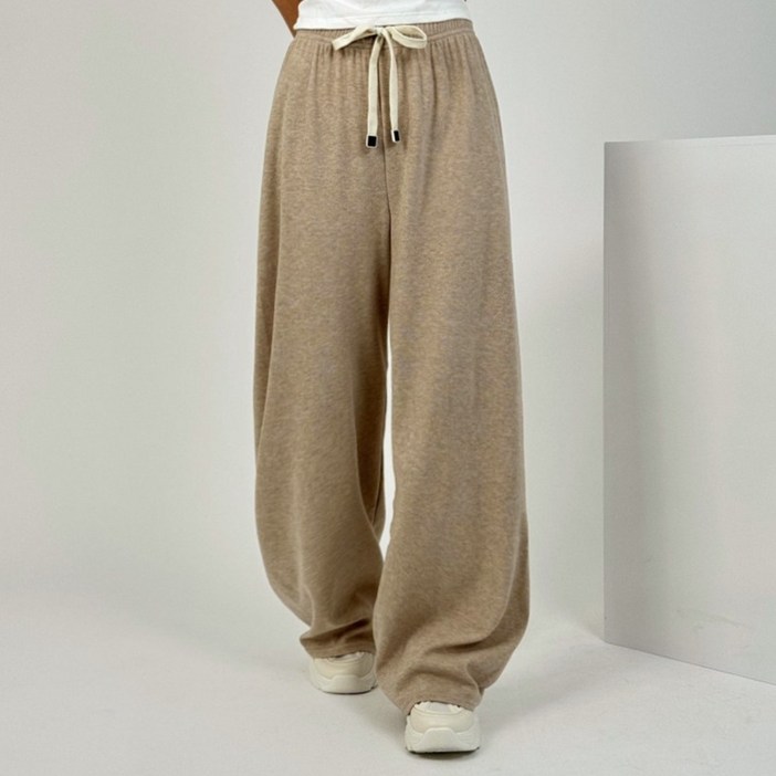 어반블룸 여성 촉감 대박 롱 루즈 와이드핏 멜란지 패턴 밴딩 트레이닝 팬츠