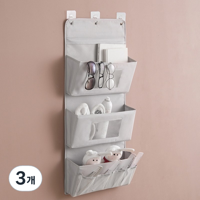 레디박스 대용량 벽걸이 다용도 3단 수납 정리 걸이, 그레이, 3개