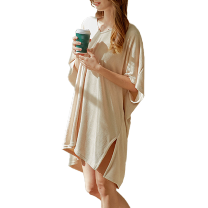 나인아워즈 여성용 원마일 골프 샤워 가운 FREE 판초형, 오트밀베이지, 1개