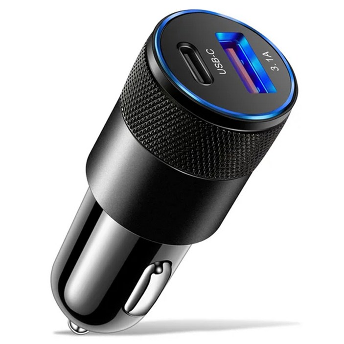 구스페리 38w 2포트 차량용 시거잭 고속 충전기 c타입 + usb타입, 단일상품, 블랙