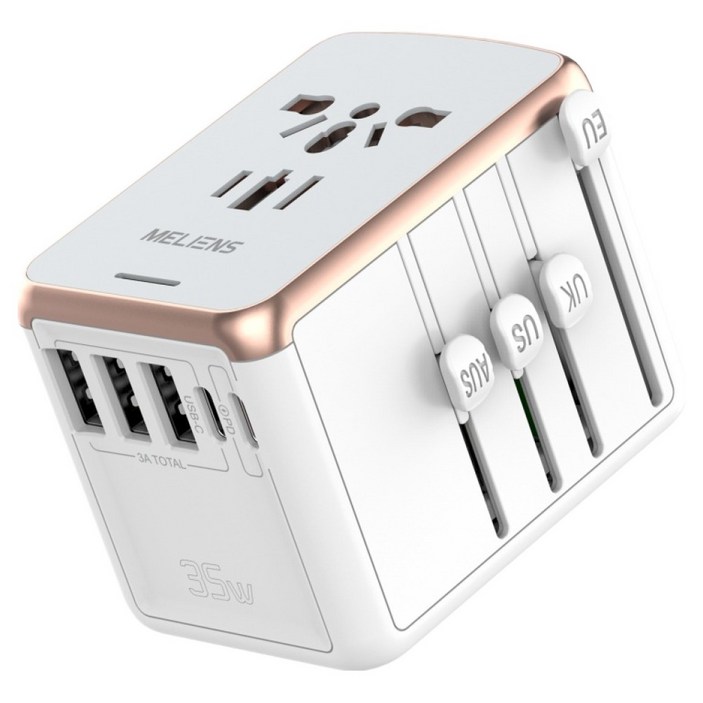 멜리언스 해외여행용 5포트 초고속충전 멀티 어댑터 화이트 PD35W ML-OL1, 1개