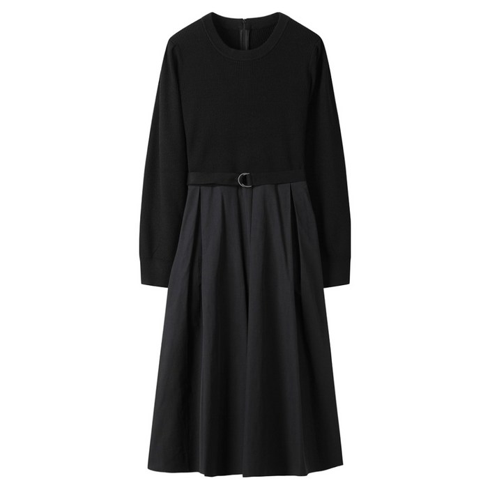 씨씨콜렉트 텍스처 블록 벨티드 니트 드레스