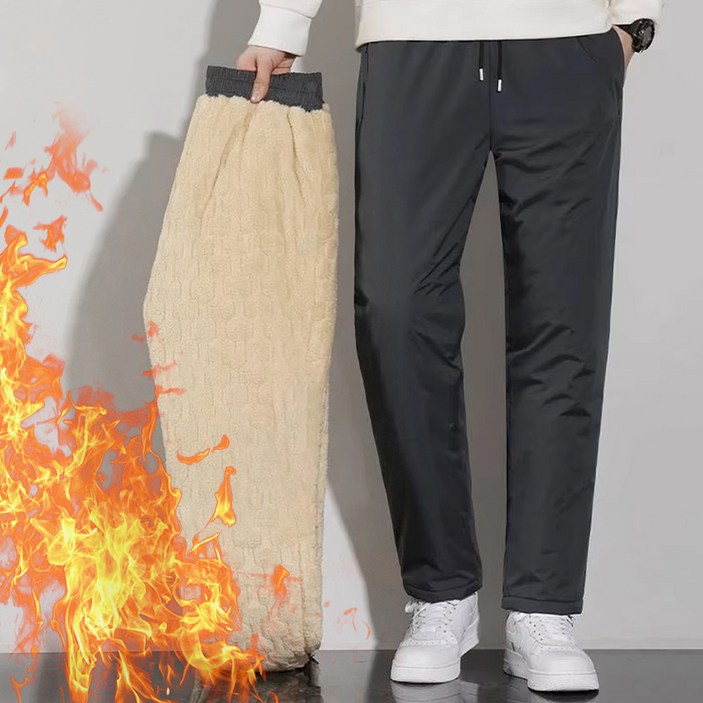 포슈어 남녀공용 겨울용 방한 보일러 일자 패딩 양털 팬츠