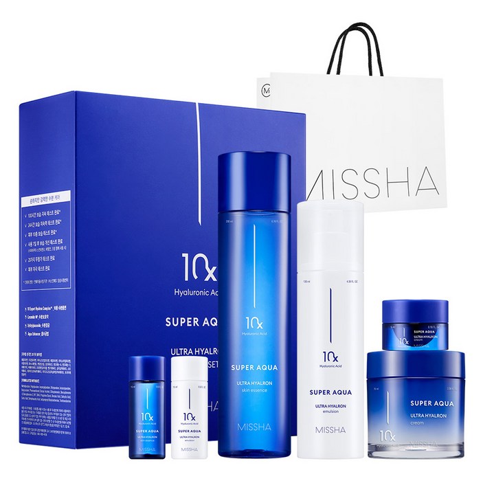 미샤 NEW 수퍼아쿠아 울트라 히알론 스킨 에센스 200ml  에멀전 130ml  크림 70ml 기획세트, 1세트