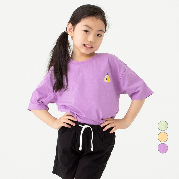 버버리옷 롤리트리 아동용 과일자수 포인트 오버핏 반팔티셔츠