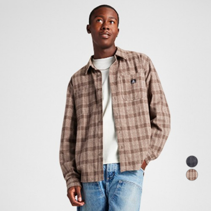 컨버스 남녀공용 버튼 다운 웜 면 셔츠 10027089-A0