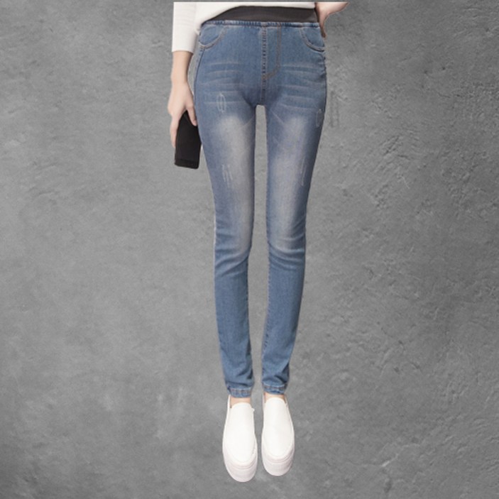 구디프 여성용 하이웨이스트 쫀쫀 스판 워싱 청바지