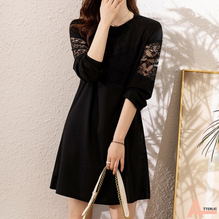 아뗄릭 소매 레이스 큐트 미니 원피스 01745 빅사이즈 포함