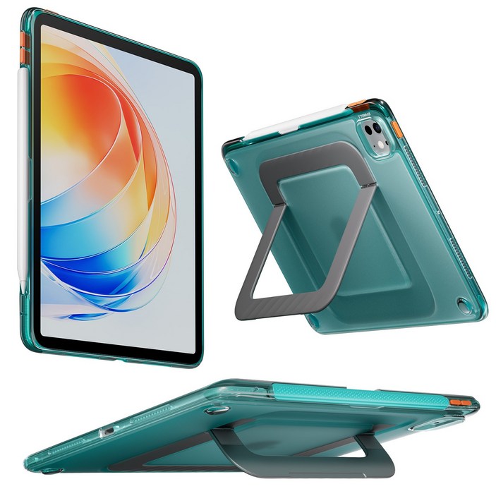 토라스 K3 아이패드 프로 11인치 케이스 충격방호 다각도조절 초안정스탠드 초슬림 내장형 펜홀더 2025 M5 2024 M4용, 1개, 글래이셜 민트