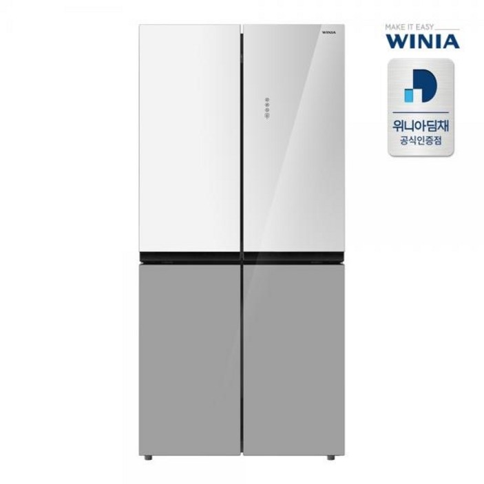 위니아 상냉장 하냉동 479L 컬러글래스 세미빌트인 4도어 양문형 냉장고 ERB48DWG